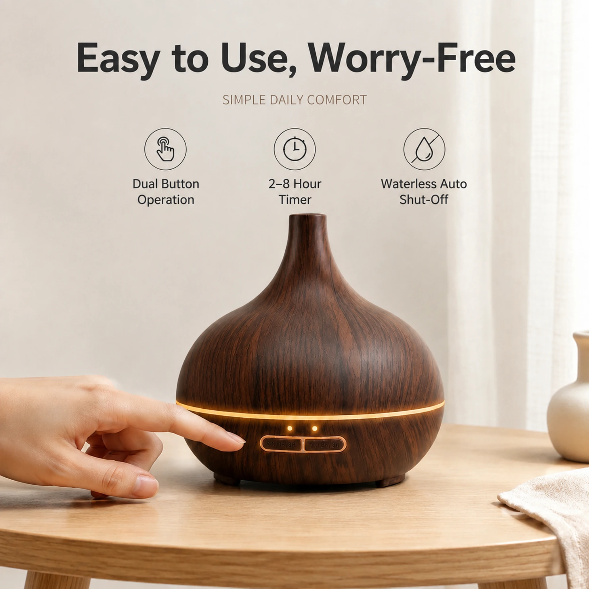 400ml Wood Grain Aroma Humidifier** - image 1