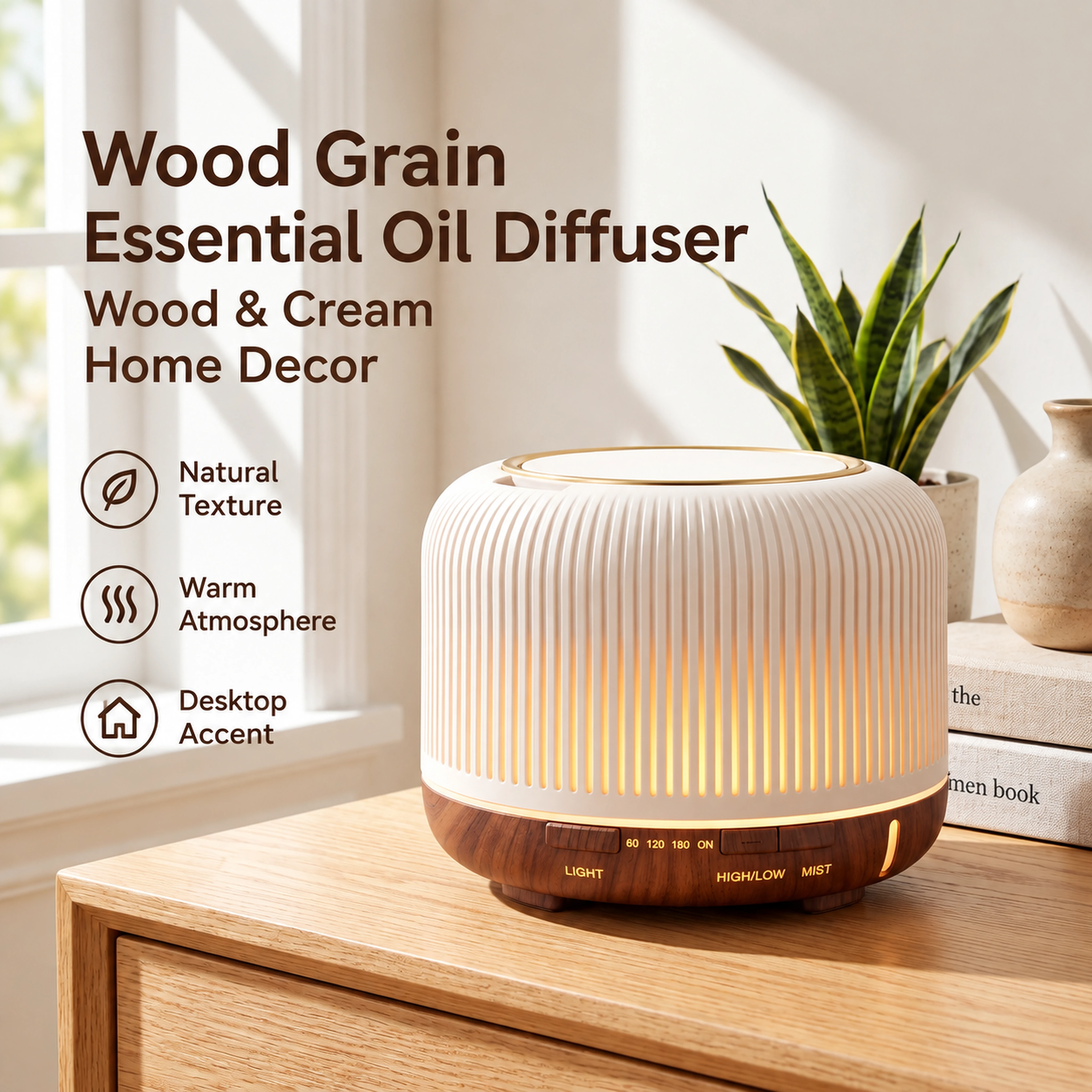 Wooden Base Essential Oil Diffuser Lamp - image 4
