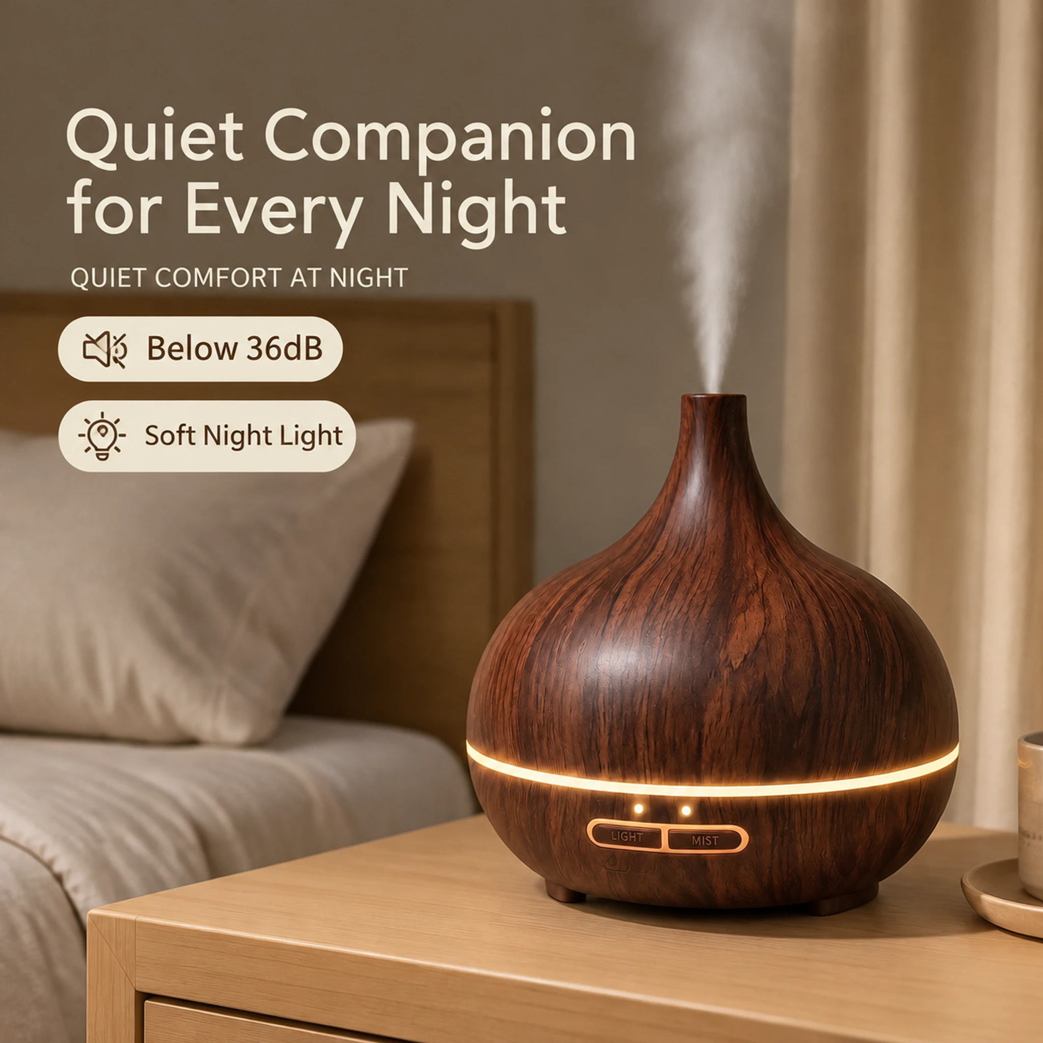 400ml Wood Grain Aroma Humidifier** - image 2