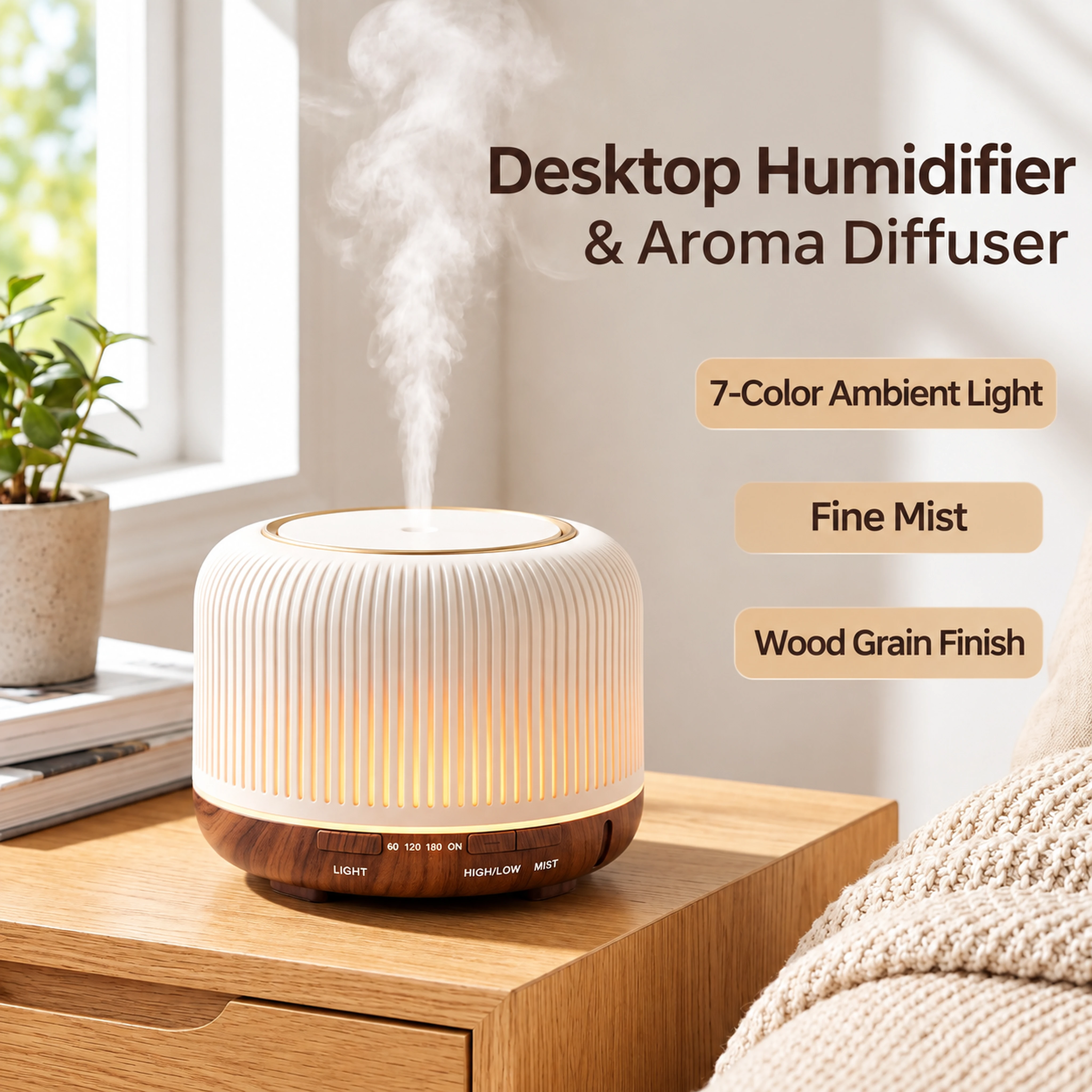 Wooden Base Essential Oil Diffuser Lamp - image 3